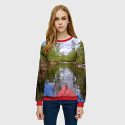 Свитшот женский Красная байдарка, цвет: 3D-красный — фото 2