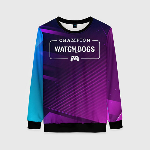 Женский свитшот Watch Dogs gaming champion: рамка с лого и джойсти / 3D-Черный – фото 1