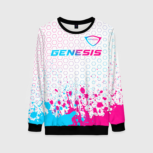 Женский свитшот Genesis neon gradient style: символ сверху / 3D-Черный – фото 1