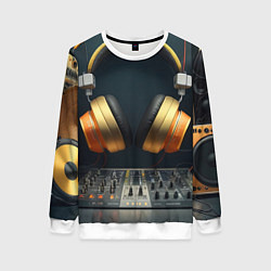 Свитшот женский Золотые наушники, цвет: 3D-белый