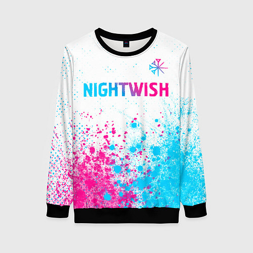 Женский свитшот Nightwish neon gradient style: символ сверху / 3D-Черный – фото 1