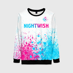 Свитшот женский Nightwish neon gradient style: символ сверху, цвет: 3D-черный