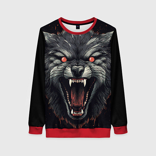Женский свитшот Серый волк / 3D-Красный – фото 1
