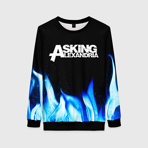 Женский свитшот Asking Alexandria blue fire / 3D-Черный – фото 1