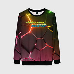 Свитшот женский Cyberpunk 2077 phantom liberty logo neon, цвет: 3D-черный