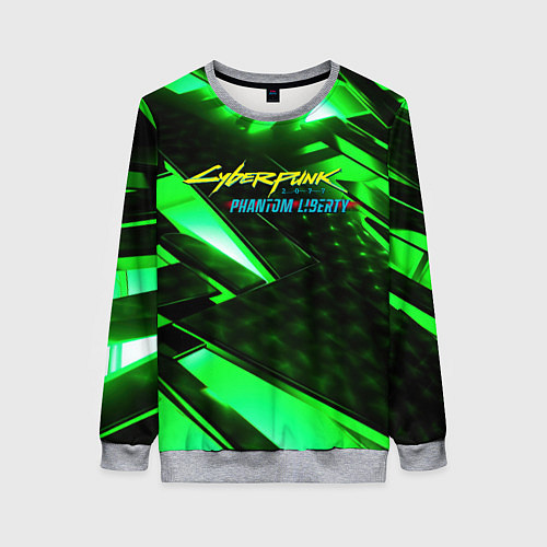 Женский свитшот Cyberpunk 2077 phantom liberty neon green / 3D-Меланж – фото 1