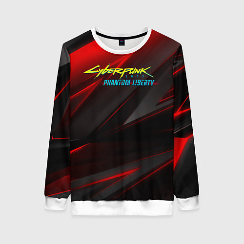 Женский свитшот Cyberpunk 2077 phantom liberty red black logo / 3D-Белый – фото 1