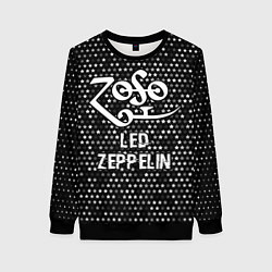 Свитшот женский Led Zeppelin glitch на темном фоне, цвет: 3D-черный