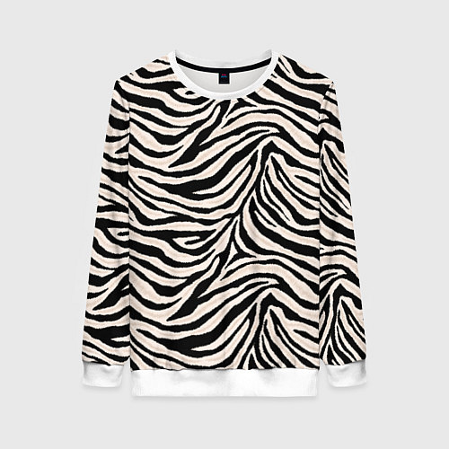 Женский свитшот Полосатая шкура зебры, белого тигра / 3D-Белый – фото 1