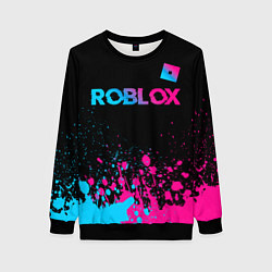 Свитшот женский Roblox - neon gradient: символ сверху, цвет: 3D-черный
