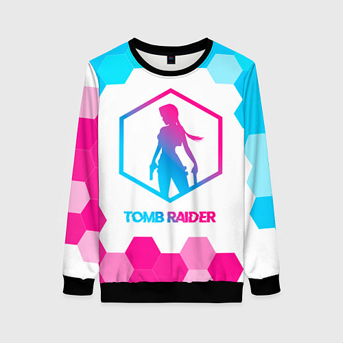 Женский свитшот Tomb Raider neon gradient style / 3D-Черный – фото 1