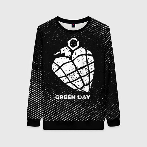 Женский свитшот Green Day с потертостями на темном фоне / 3D-Черный – фото 1