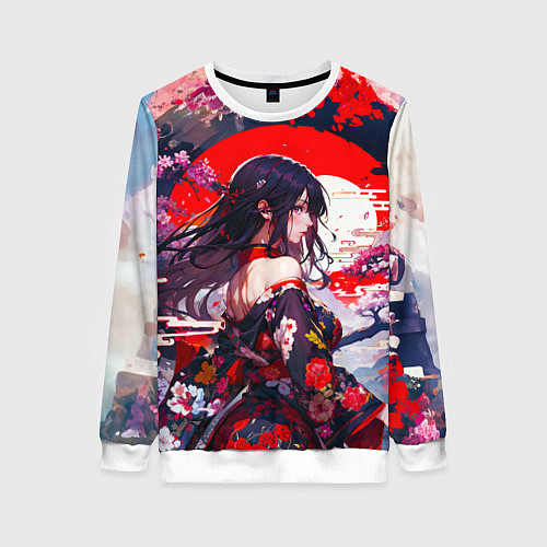 Женский свитшот Японская девушка от нейросети / 3D-Белый – фото 1