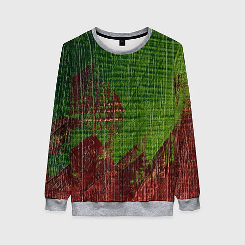 Женский свитшот Зелёная и бордовая текстура / 3D-Меланж – фото 1