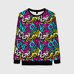 Свитшот женский Цветные зигзаги Colored zigzags, цвет: 3D-черный
