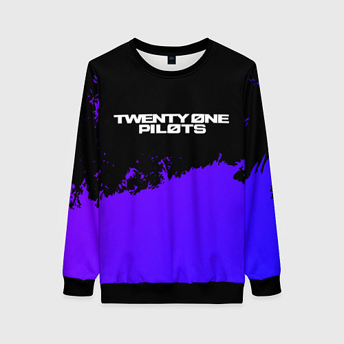 Женский свитшот Twenty One Pilots purple grunge / 3D-Черный – фото 1