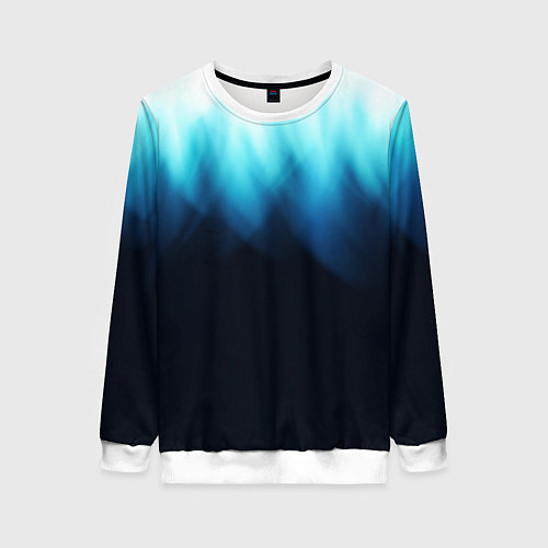 Женский свитшот Синее пламя огня на черном / 3D-Белый – фото 1