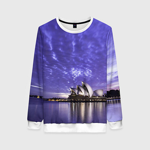 Женский свитшот Сидней в фиолетовом в закате / 3D-Белый – фото 1