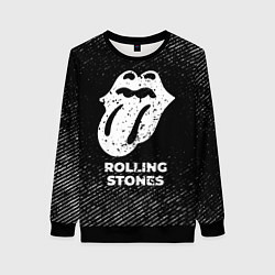 Женский свитшот Rolling Stones с потертостями на темном фоне