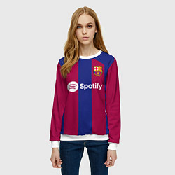 Свитшот женский ФК Барселона форма 2324 домашняя, цвет: 3D-белый — фото 2