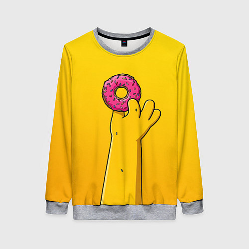 Женский свитшот Гомер и пончик / 3D-Меланж – фото 1