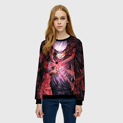 Женский свитшот Годжо Сатору red / 3D-Черный – фото 3
