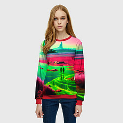 Свитшот женский Кислотный мир, цвет: 3D-красный — фото 2