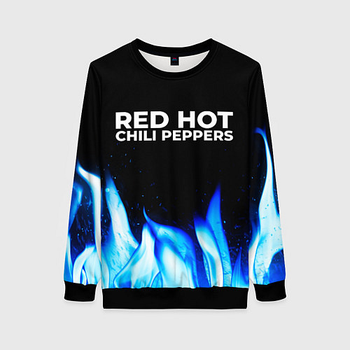 Женский свитшот Red Hot Chili Peppers blue fire / 3D-Черный – фото 1