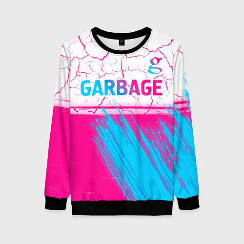 Женский свитшот Garbage neon gradient style: символ сверху / 3D-Черный – фото 1