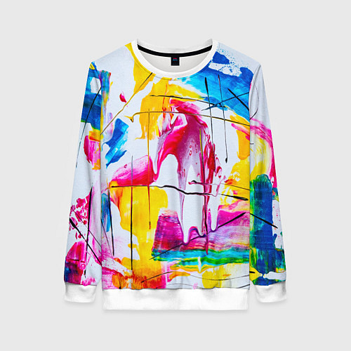 Женский свитшот Красочный принт / 3D-Белый – фото 1