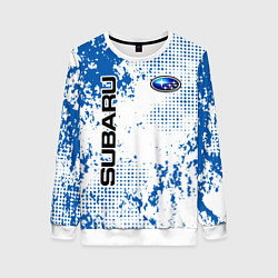Свитшот женский Subaru blue logo, цвет: 3D-белый