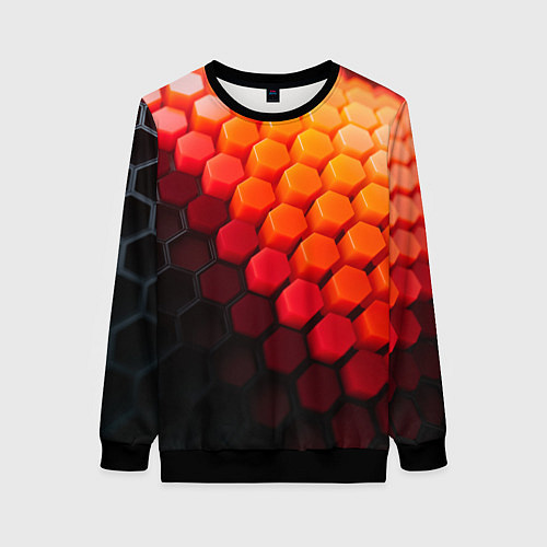 Женский свитшот Hexagon orange / 3D-Черный – фото 1