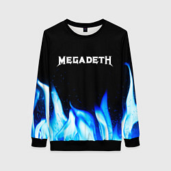 Свитшот женский Megadeth blue fire, цвет: 3D-черный