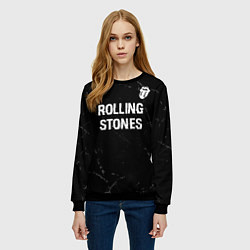 Свитшот женский Rolling Stones glitch на темном фоне: символ сверх, цвет: 3D-черный — фото 2