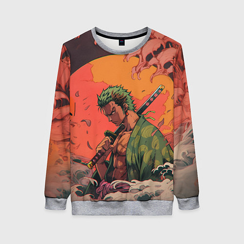 Женский свитшот Зоро на закате - One Piece / 3D-Меланж – фото 1