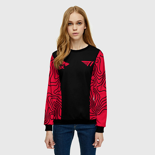 Женский свитшот T1 форма red / 3D-Черный – фото 3