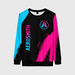 Свитшот женский Aerosmith - neon gradient: надпись, символ, цвет: 3D-черный