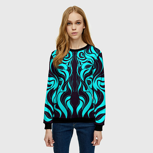 Женский свитшот Аква / 3D-Черный – фото 3