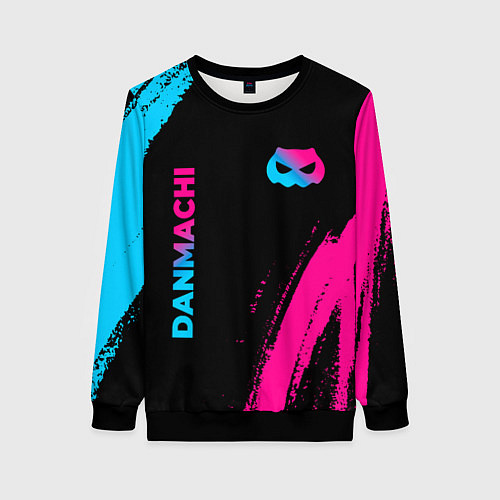 Женский свитшот DanMachi - neon gradient: надпись, символ / 3D-Черный – фото 1