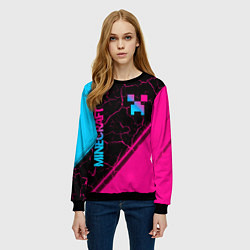 Свитшот женский Minecraft - neon gradient: надпись, символ, цвет: 3D-черный — фото 2
