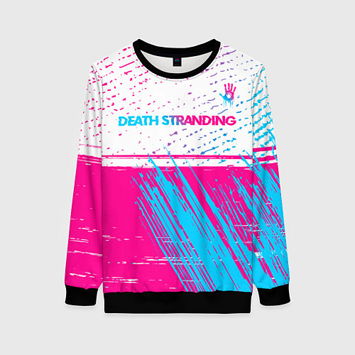 Женский свитшот Death Stranding neon gradient style: символ сверху / 3D-Черный – фото 1