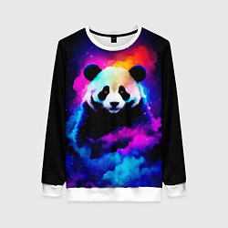 Свитшот женский Панда и краски, цвет: 3D-белый