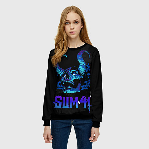 Женский свитшот Sum41 horns skull / 3D-Черный – фото 3