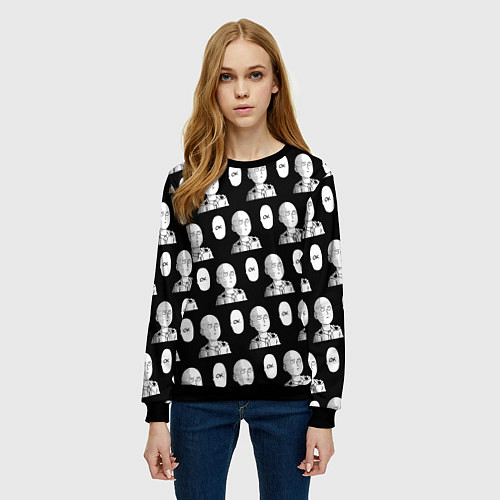 Женский свитшот Saitama - ok pattern / 3D-Черный – фото 3