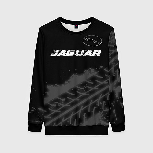 Женский свитшот Jaguar speed на темном фоне со следами шин: символ / 3D-Черный – фото 1