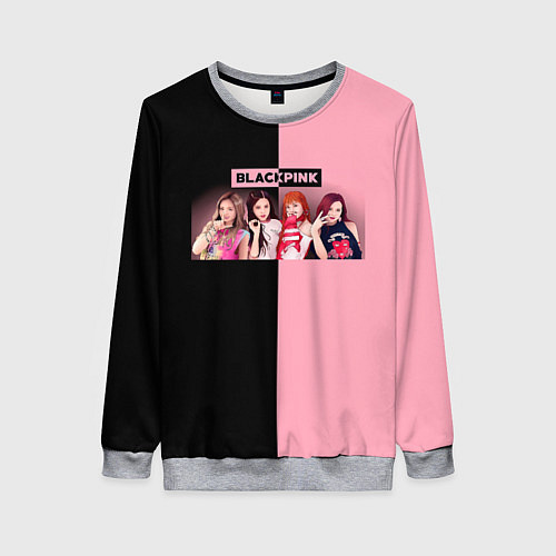 Женский свитшот Черно-розовый градиент Black Pink / 3D-Меланж – фото 1
