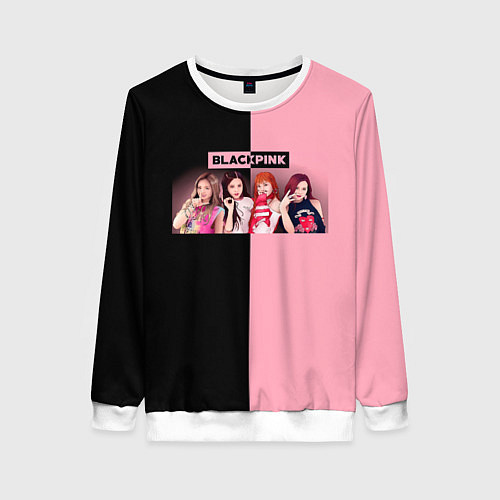 Женский свитшот Черно-розовый градиент Black Pink / 3D-Белый – фото 1