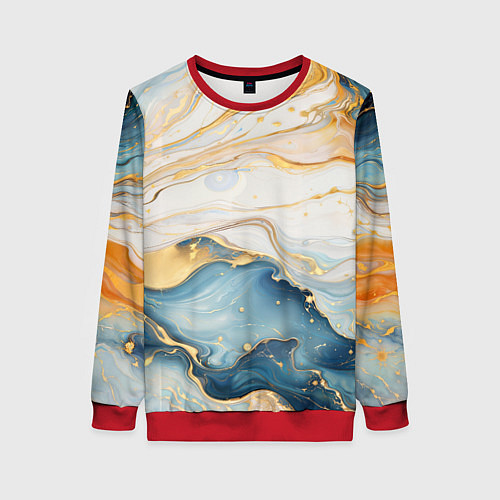 Женский свитшот Мраморная абстракция / 3D-Красный – фото 1