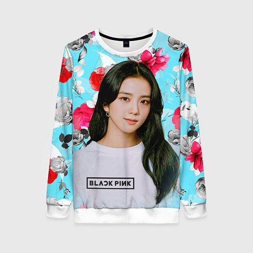 Женский свитшот Jennie Kim Blackpink flowers / 3D-Белый – фото 1