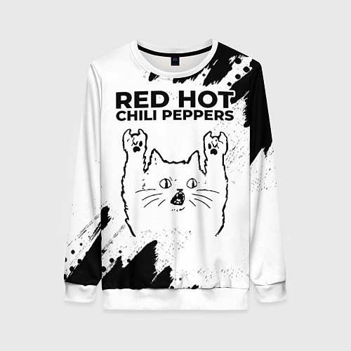 Женский свитшот Red Hot Chili Peppers рок кот на светлом фоне / 3D-Белый – фото 1